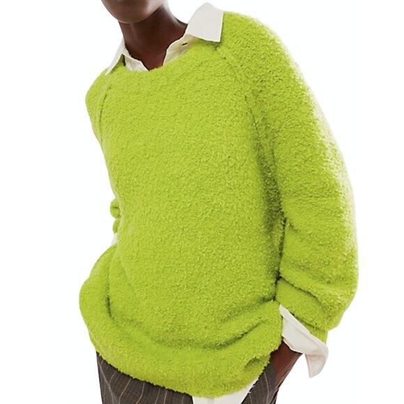 NEW FREE PEOPLE GREEN TEDDY FUZZY SOFT OVERSIZED TUNIC SWEATER OB1750011 SZ L - Picture 1 of 8